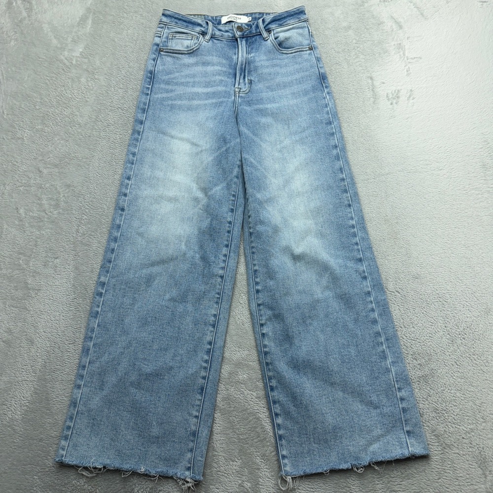 Hidden Jeans Wide Leg Jeans Womens 25 Light Wash Raw Hem HD9142C-LT